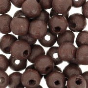 Wooden round beads 6mm Braun x25