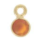 5mm Round faceted charm gemstone - Fine Gold plated - Carnelian x1