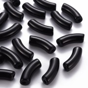 35x11 mm curved tube beads in opaque acrylic - Black x6
