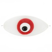 17x8mm Mother of Pearl Eye Bead - Natural - Red x1