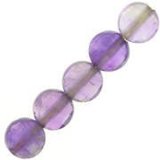 Round faceted flat beads - 4 mm gemstone pucks - Amethyst x10