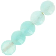 Round faceted flat beads - 4 mm gemstone pucks - Amazonite x10
