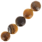Round faceted flat beads - 4 mm gemstone beads - Tiger eye x10