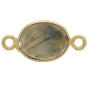13x8mm 925 St. Silver Spacer Oval Gemstone - Fine Gold Plated - Labradorite x1