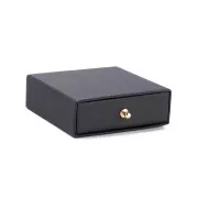 9x9x3cm cardboard Jewellery box with drawer - Black - Gold x1