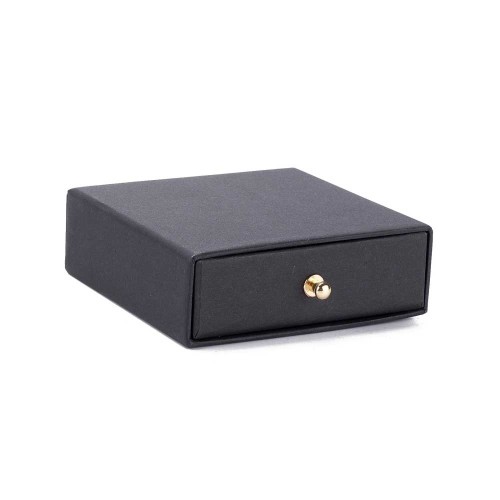 9x9x3cm cardboard Jewellery box with drawer - Black - Gold x1
