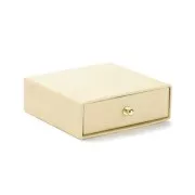 Gold - 9x9x3cm cardboard Jewellery box with drawer - Natural - Gold x1 9x9x3cm cardboard Jewellery box with drawer - Natural - Gold x1