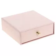 Pink - Jewelry box with drawer for cardboard set 9x9x3 cm - Rose - Gold x1 Jewelry box with drawer for cardboard set 9x9x3 cm - Rose - Gold x1