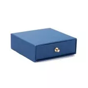 Navy Blue - 9x9x3cm cardboard Jewellery box with drawer - Navy blue - Gold x1 9x9x3cm cardboard Jewellery box with drawer - Navy blue - Gold x1