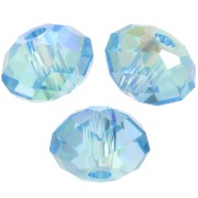 4mm PureCrystal 5040 flattened round beads - Aquamarine Shimmer 2X x20