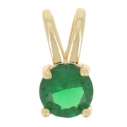 6mm Round pendant with zirconium oxide - Gold - Emerald x1