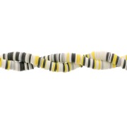 Heishi polymer clay rondelle beads 8x1 mm - Mix White - Yellow - Black x39cm