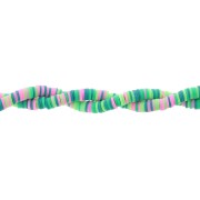 Heishi beads polymer clay rondelles 6x1 mm - Mix Multi-green - Pink x39cm