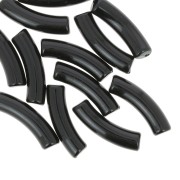 32x8 mm curved tube beads in opaque acrylic - Black x6