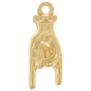 21x8mm Hand pendant - Rock and Roll sign - Fine gold plated x1