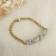 Heishi beads gemstones rondelles - Tinted Regalite 4x2 mm - Orange x40cm