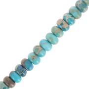 Heishi beads gemstones rondelles - Tinted Regalite 6x4 mm - Turquoise x38cm