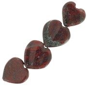 4mm gemstone heart beads - Poppy Jasper x4