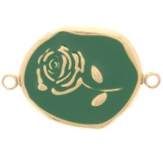 22x14.5mm Stainless steel 316L Irregular spacer - Rose - Gold - Green x1