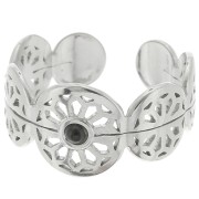 Stainless steel 316L Fancy openwork ring adjustable for 2mm cabochon x1