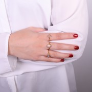 Calcedoine Oval Ring serrated edges - Size 54 - Fine Gold Plated x1