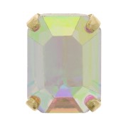 8x6mm Crystal set Aurora A4610 Step Cut Octagon - Gold Tone - Crystal AB x1