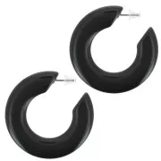 Earrings - 47mm Flat hoop earrings in opaque resin - Black x2 47mm Flat hoop earrings in opaque resin - Black x2