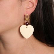 36x36.5mm heart Pendant in transparent resin - amber x1