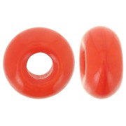14mm large hole Donuts beads - Opaque Coral x10