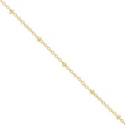 Alternating 1.9mm Trace chain with flattened beads - Fine gold plated x50cm