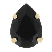 8x6mm Aurora A4320 Drop set crystal - Gold Tone - Jet x1
