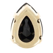 8x6mm Aurora A4320 Drop set crystal - Gold Tone - Jet x1