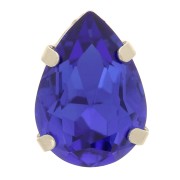 8x6mm Aurora A4320 Drop set crystal - Rhodium - Capri Blue x1