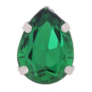 8x6mm Aurora A4320 Drop set crystal - Rhodium - Emerald x1