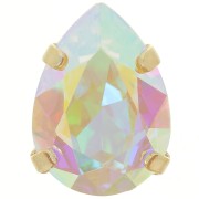 14x10mm Aurora A4320 Drop set crystal - Rhodium Gold Tone - Crystal AB x1