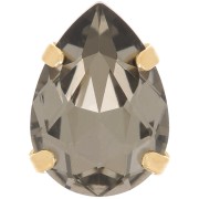 14x10mm Aurora A4320 Drop set crystal - Rhodium Gold Tone - Black Diamond x1