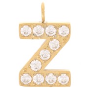13mm St. steel 316L letter alphabet Charm with Zirconium oxides - Z - GOLD x1