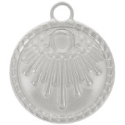 18mm 316L stainless steel round ethnic pendant - for 3mm cabochon x1