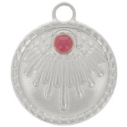 18mm 316L stainless steel round ethnic pendant - for 3mm cabochon x1