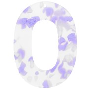 Oval hollow acetate pendant 47x34 mm - Terrazzo Violet - Pearlescent White x1