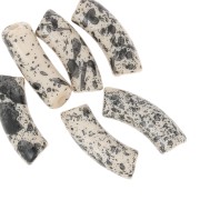 Clear acrylic 35x11 mm curved tube beads - Beige Mottled Black x6