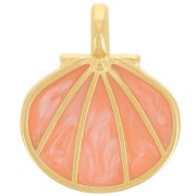 19x16mm Shell pendant with epoxy resin - Fine gold plated - Salmon pearl x1