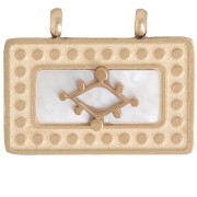 12x16mm Stainless steel 316L Rectangle eye pendant with mother-of-pearl - Gold x1