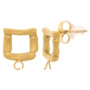 12x10.5mm Stainless steel 304L Square irregular bamboo effect earstuds - Gold x2