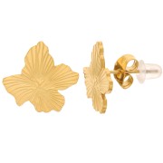 13x15mm Stainless steel 316L Flower earstuds - open ring - Gold x2
