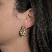 13x15mm Stainless steel 316L Flower earstuds - open ring - Gold x2