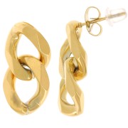22x11mm - Stainless steel 304L chain earStuds - Gold x2