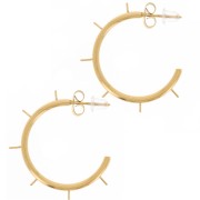 25mm 304L Stainless Steel Hoop earrings for 6 semi-drilled beads - Gold x2