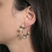 25mm 304L Stainless Steel Hoop earrings for 6 semi-drilled beads - Gold x2