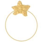 50x40mm 304L stainless steel Hammered starfish and circle pendant - Gold x1
